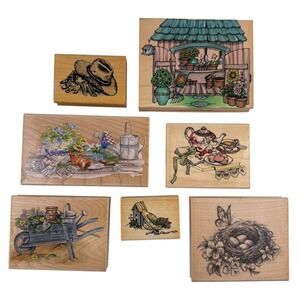 Cottagecore Vintage Rubber Stamp Bundle Garden Cozy Scrapbooking Journaling